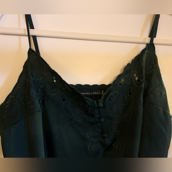 Abercrombie & Fitch Satin green embroidered thong bodysuit - Picture 4 of 7